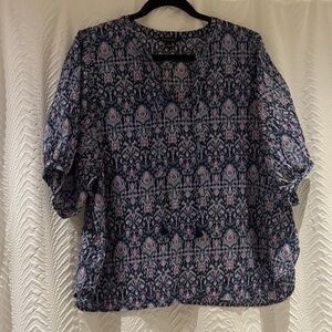 Banana Republic Blue and Pink Patterned Blouse